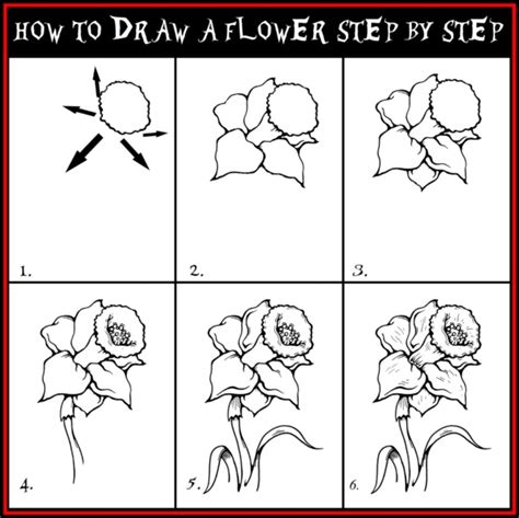How To Draw A Flower Step By Step Image Guides Simple Flower Drawing