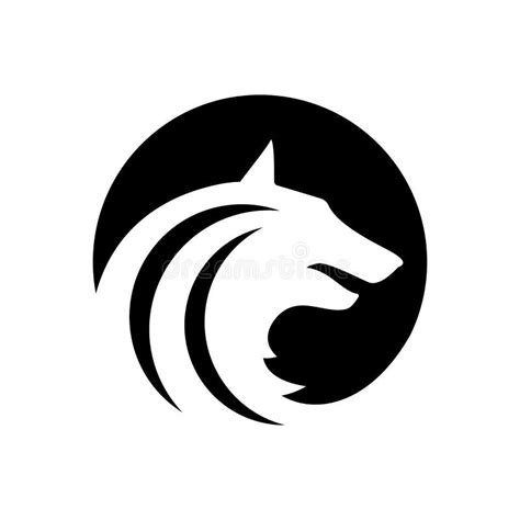 Beast Wolf Head Logo Design On The Circle Vector Sign Concept