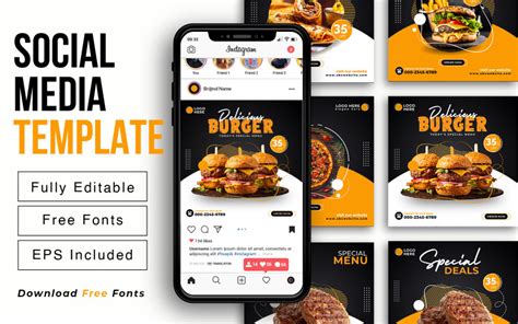Food Social Media Post Or Instagram Promotional Ad Design Template