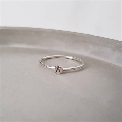 Silver Stamped Initial Stacking Ring Handmade By Anna Calvert