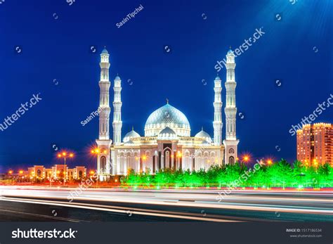 Beautiful White Hazrat Sultan Mosque Largest Stock Photo