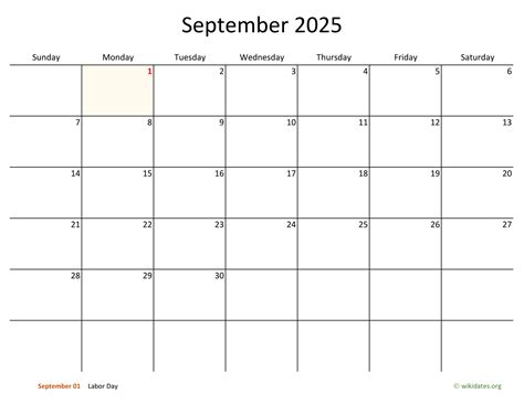 September 2025 Calendar With Bigger Boxes