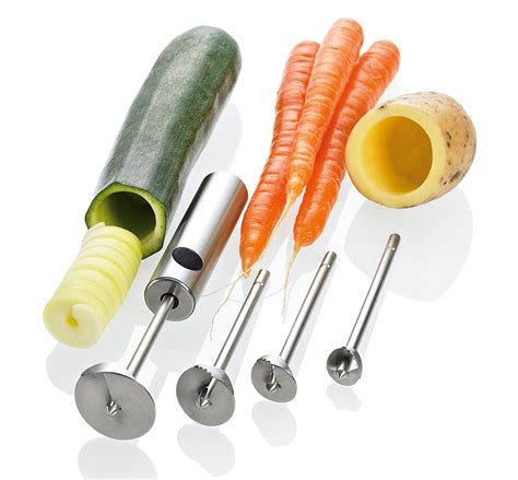4 In 1 Vegetable And Fruit Corer And Spiralizer Stainless Steel