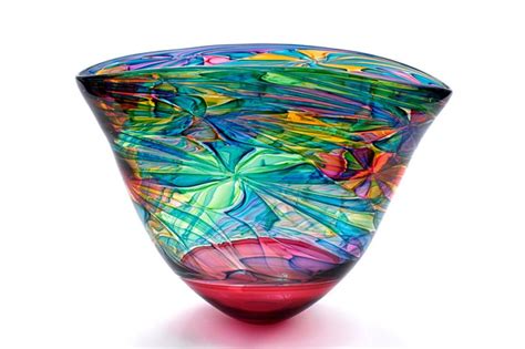 Bob Crooks Art Glass Ruby Enclamo Flower Bowl ♥≻★≺♥ Glass Art Design Art Of Glass Glass