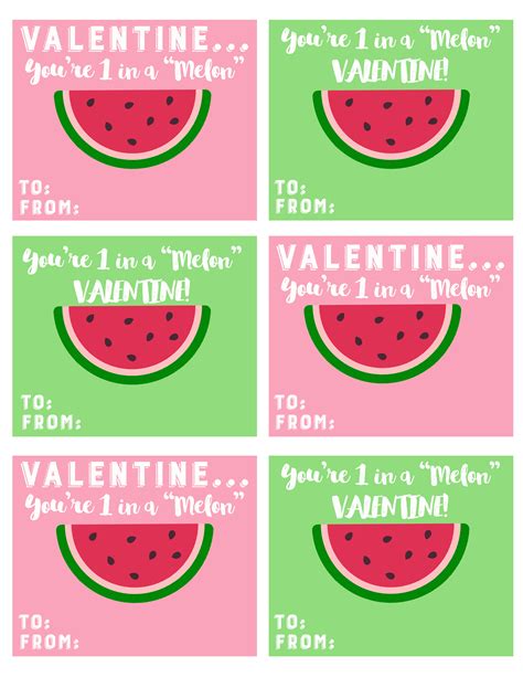 Youre 1 In A Melon Valentine Printable The Crafting Chicks