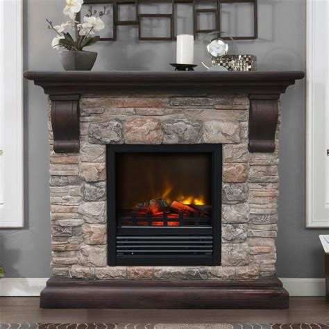 Stone Electric Fireplace For Modern Rustic Home Designs