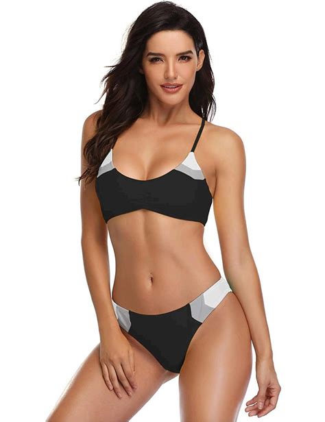Melyum Womens Two Pieces Bathing Suits Swimsuits Sexy Bikini Black Size 60 Vn Ebay