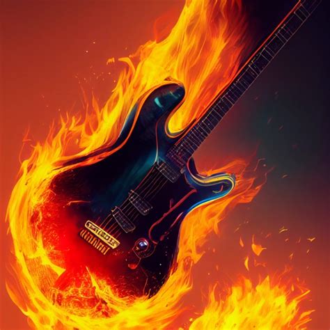 Poster Design Flaming Guitar Ultra Realistic Hyper Midjourney
