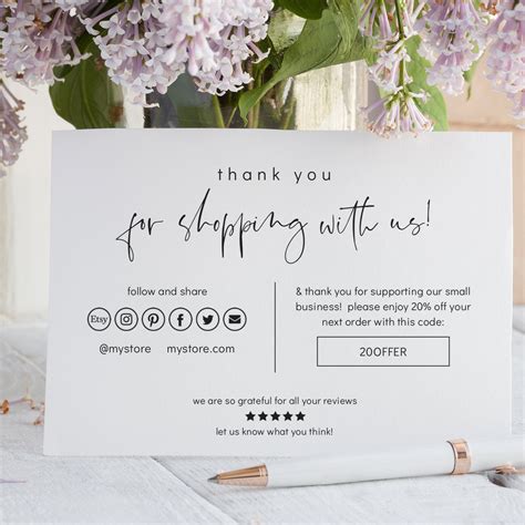 Modern Thank You Business Card Templates In Sizes Front Etsy
