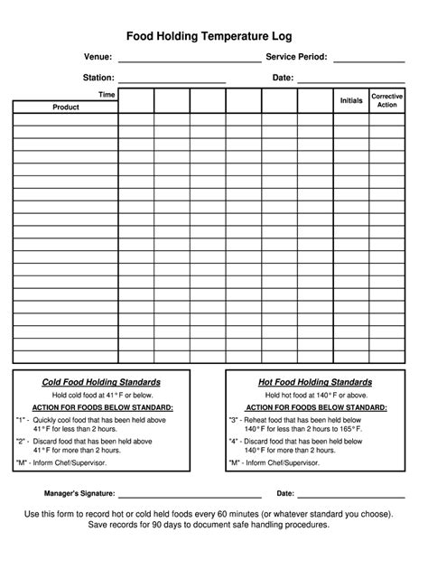 Food Holding Temperature Log Fill Out Sign Online DocHub