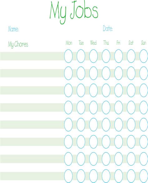 Download Customizable 7 Day Chore Charts For Free Page 2 Formtemplate
