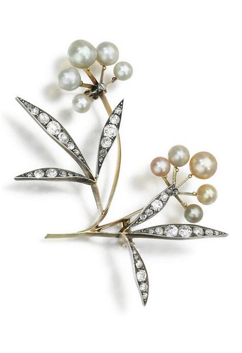 René Lalique An Antique Natural Pearl And Diamond Brooch Early 20th