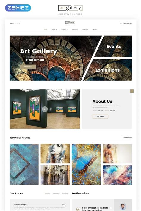 Art Gallery Html Website Template For Fine Artists Templatemonster