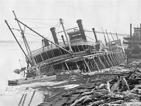Sidewheel Steamboat City Of Providence After Being Lost In Ice At St