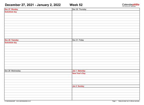 Weekly Calendar 2022 Uk Free Printable Templates For Excel