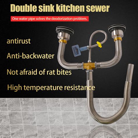 Slip joint nuts and washers are used to seal fitting connections and allow many adjustable connection options for the installer. Double Bowl Drain Kitchen Sink Pipe Hose Fitting Plumbing ...