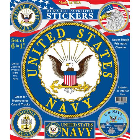 United States Navy Set Of 6 In 1 Patriotic Car Decals