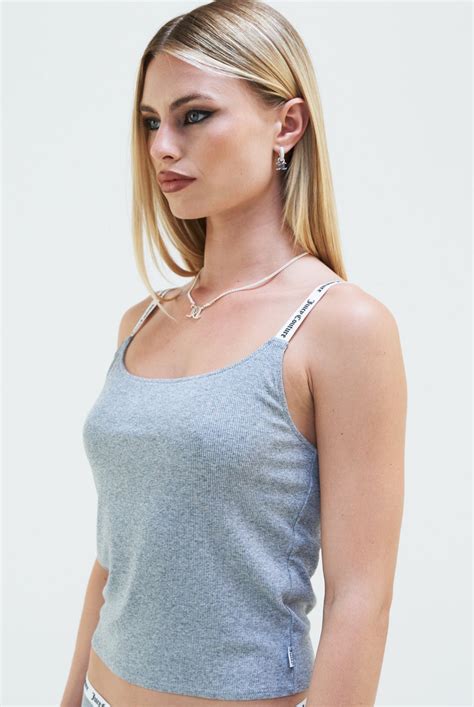 silver marl contrast strap ribbed tank top juicy couture uk