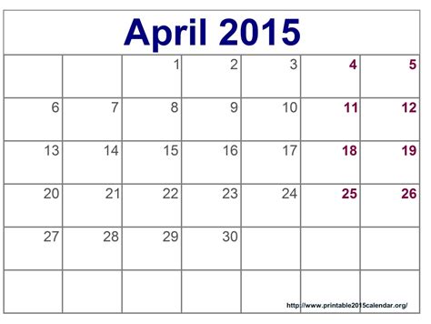 5 Best Images Of April 2015 Calendar Printable Free Large Printable