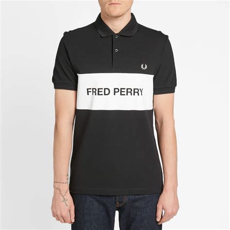 Fred Perry Monochrome Panel Polo Black End