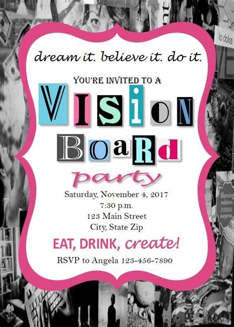 5x7 Printable Vision Board Party Invitation Digital File Only Etsy