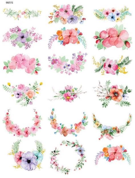 Watercolor Flowers Ceramic Decals Enamel Decal Fusible Etsy In 2020