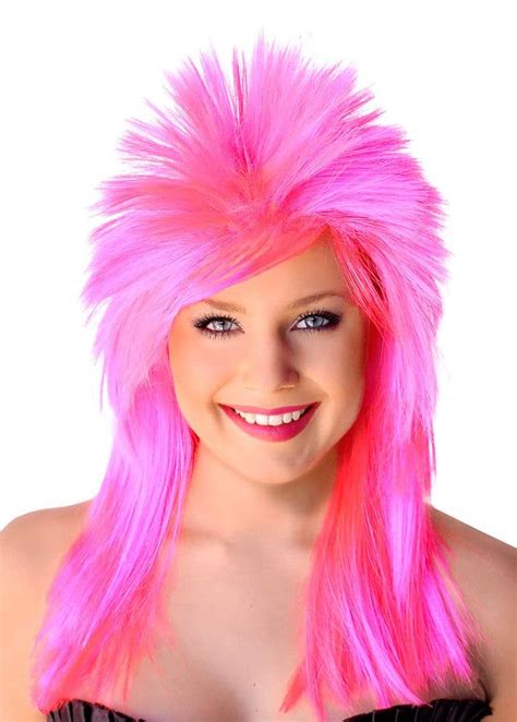 Hot Pink Punk Rocker Costume Wig Hot Pink Womens Wig
