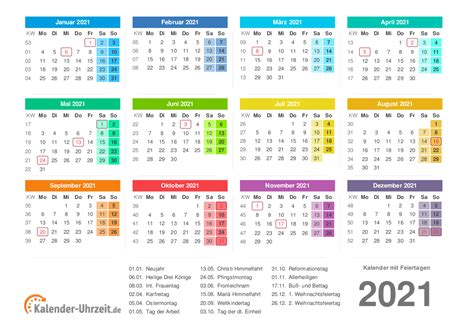 Kalender 2021 Mit Feiertagezum Ausdrucken Kostenlos Kalender 2020 Pdf