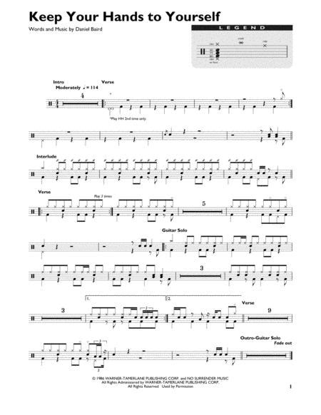 Keep Your Hands To Yourself Drum Chart Hx446169 From Hal Leonard