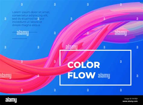 Modern Colorful Fluid Flow Poster Wave Liquid Shape In Blue Color