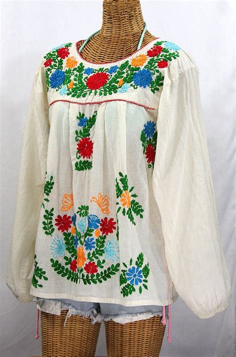Product titlefashion womens semi sheer boho peasant long sleeve o. Long Sleeve Mexican Peasant Blouse Top Hand Embroidered: