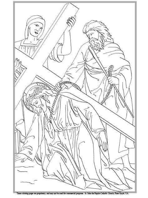 Kids can do them together as a family. Seventh Station of the Cross Coloring Page | Sunday school ...