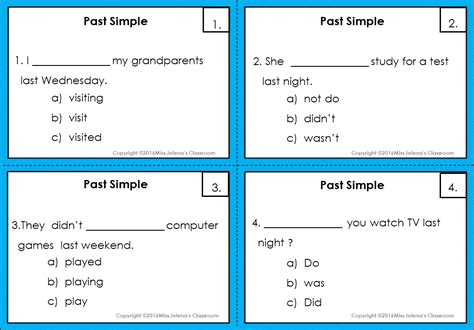 Past Simple Task Cards Task Cards Simple Tasks Educational Printables