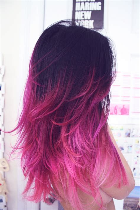 Most women want to have ombre because it's considered. Dark to Pink Ombre Hair - Feathery Pink Dip-Dye Fantasy ...