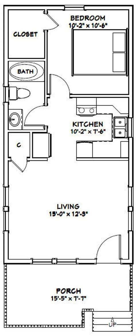16x32 House 1 Bedroom 1 Bath 511 Sq Ft Pdf Floor Plan