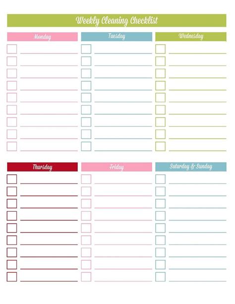 The Cool Printable Blank Weekly Checklist Template Household With