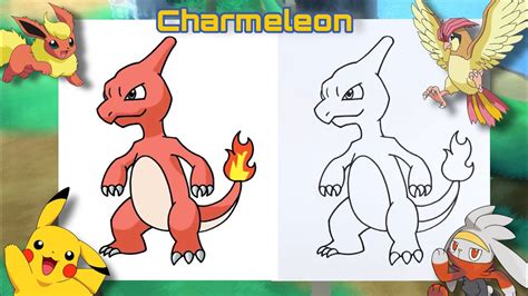 How To Draw And Color Charmeleon From Pokemon Easy Step By Step Youtube