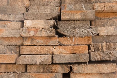 Wood Stack Storage Of Timber Materials And Lumber Pile Industry Stock