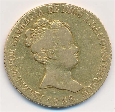 Spain Rare 1834b 80 Reales Gold Coin