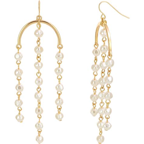 Carol Dauplaise Pearly Whites Chandelier Earrings Fashion Earrings