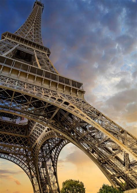 Low Angle Shot Of The Eiffel Tower In Paris France Stock Image Image