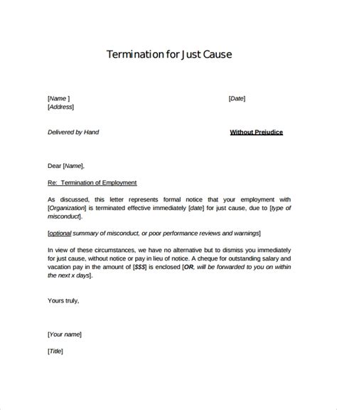 sample employment termination letter  documents