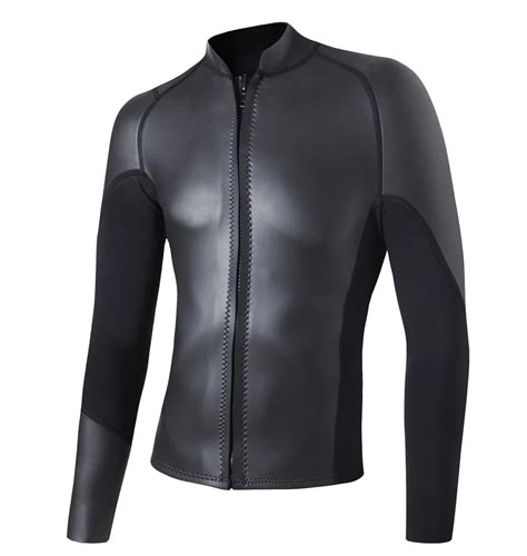 Mens 2mm Wetsuits Jacket Long Sleeve Neoprene Wetsuits Top In Wetsuit