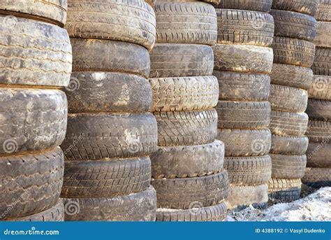 Old Tyres Stock Photo Image Of Linear Stacked Grip 4388192
