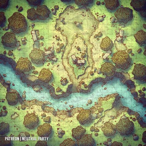 Campsite At The River Fantasy Map Dungeon Maps Forest Map
