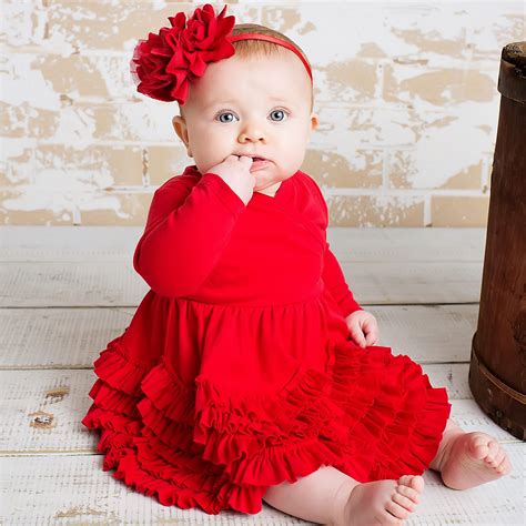 Lemon Loves Layette Jada Dress For Newborns And Baby Girls In True Red