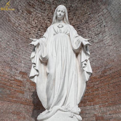 Glowing Religious Saint Mother Virgin Mary White Natural Marble Statues
