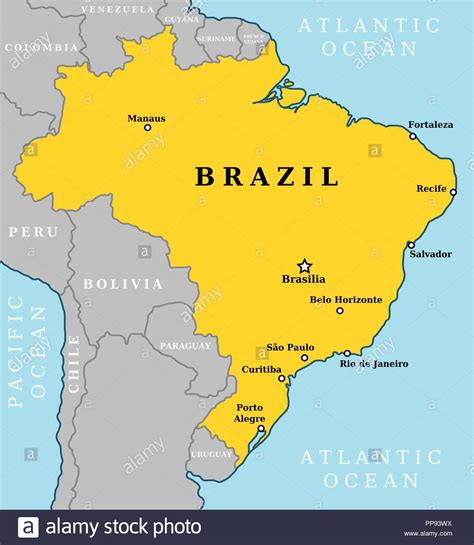 Suche sie unter millionen von lizenzfreien bildern, stockfotos und fotos. Karte von Brasilien. Land Umriss mit 10 der größten Städte ...