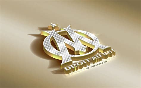 Olympique De Marseille French Football Club Golden Silver Logo