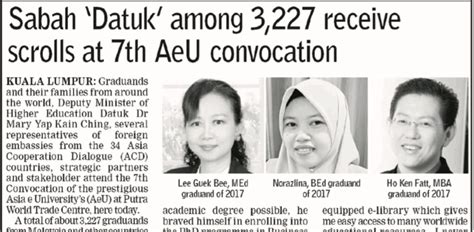 Find admission contact, job vacancies, courses, programs promote your brand with university directory worldwide. Sabah 'Datuk' among 3227 receive scrolls at 7th AeU ...